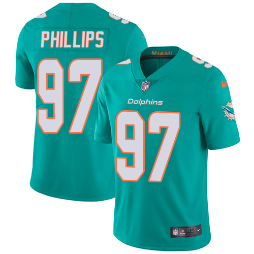 Nike Miami Dolphins #97 Jordan Phillips Aqua Green Team Color Youth Stitched NFL Vapor Untouchable Limited Jersey